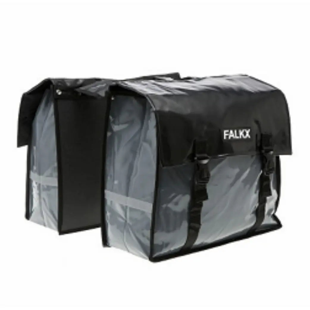 FALKX Silver Bull tas dubbel Bisonyl grijs-zwart afmeting tas: (2x) 39x34.5x17.5cm Totaal inhoud 45L - AE-trading