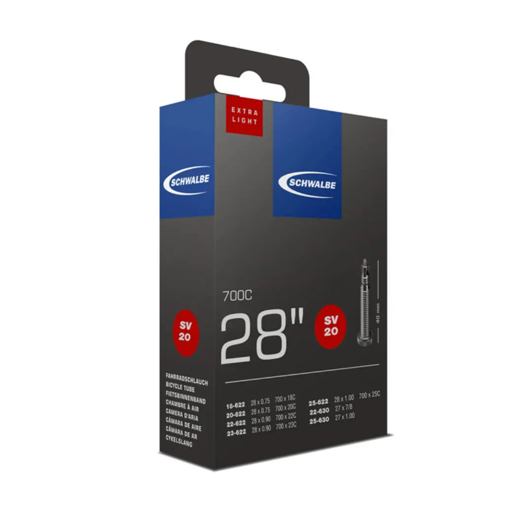 Schwalbe binnenband xtra light 28x3/4-1.00, 277/8-1.00 ETRTO 18/25-622 , 22/25-630 Ventiel: Presta/Frans Valve 40mm SV20 - AE-trading
