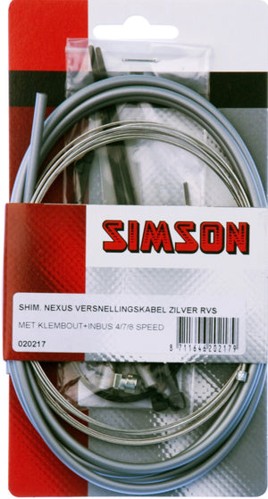 Simson Versnellingskabelset compleet Shimano Nexus 4/7/8 grijs RVS - AE-trading