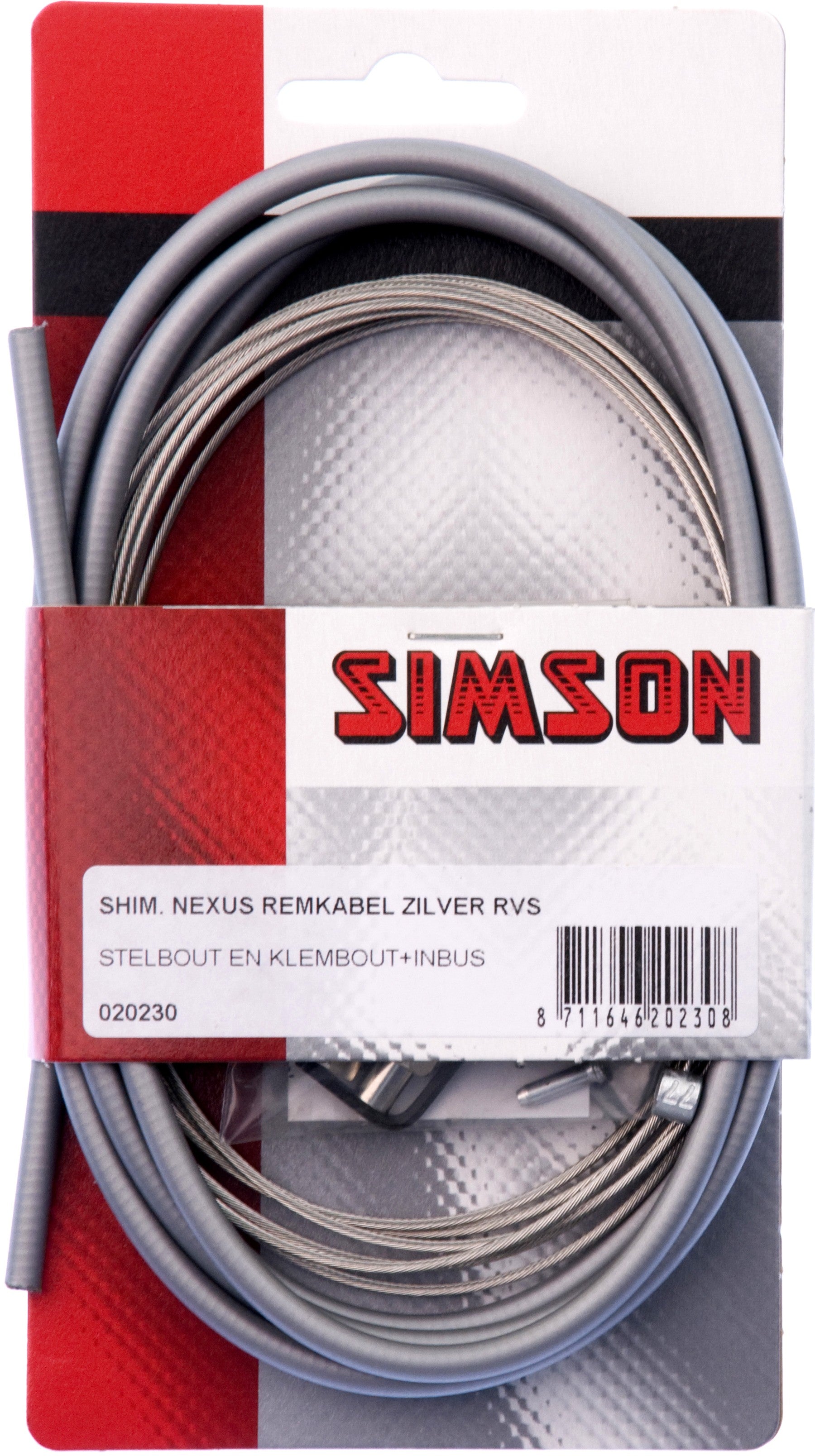 Simson Remkabelset compleet RVS Shimano Nexus Rollerbrake grijs - AE-trading