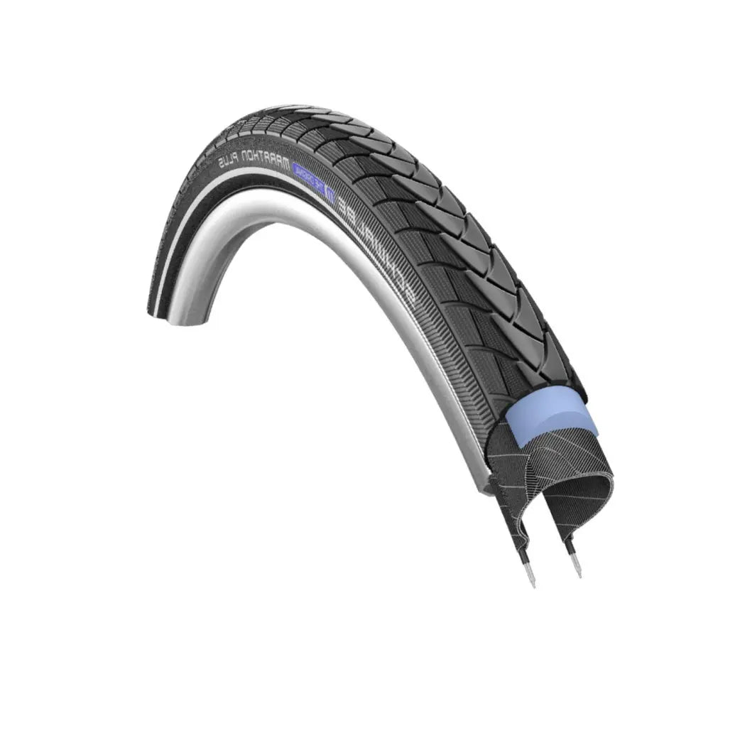 Buitenband: Schwalbe Marathon plus reflectie (Smartguard 5mm Anti-lek) Kleur: Zwart met reflectie Maat: 20x1.75, ETRTO 47-406 - AE-trading