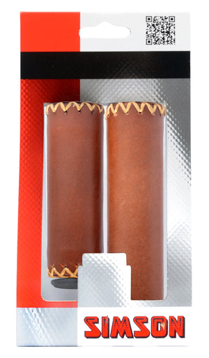 Simson Handvatten LEDER bruin lang/kort t.b.v.gripshift - AE-trading