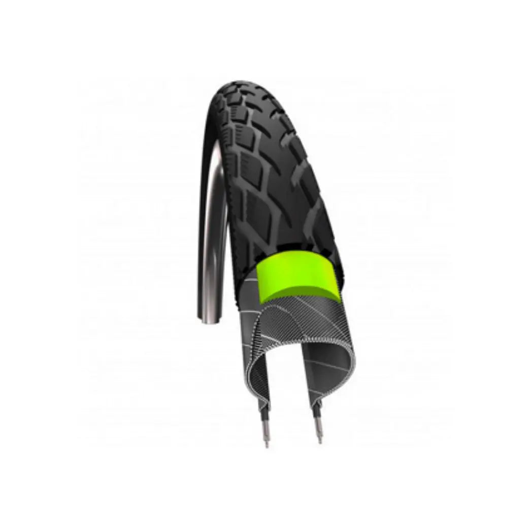 Buitenband: Schwalbe Marathon (Greenguard 3mm anti-lek) Kleur: Zwart met reflectie Maat: 26x1,75 ETRTO 47-559 - AE-trading