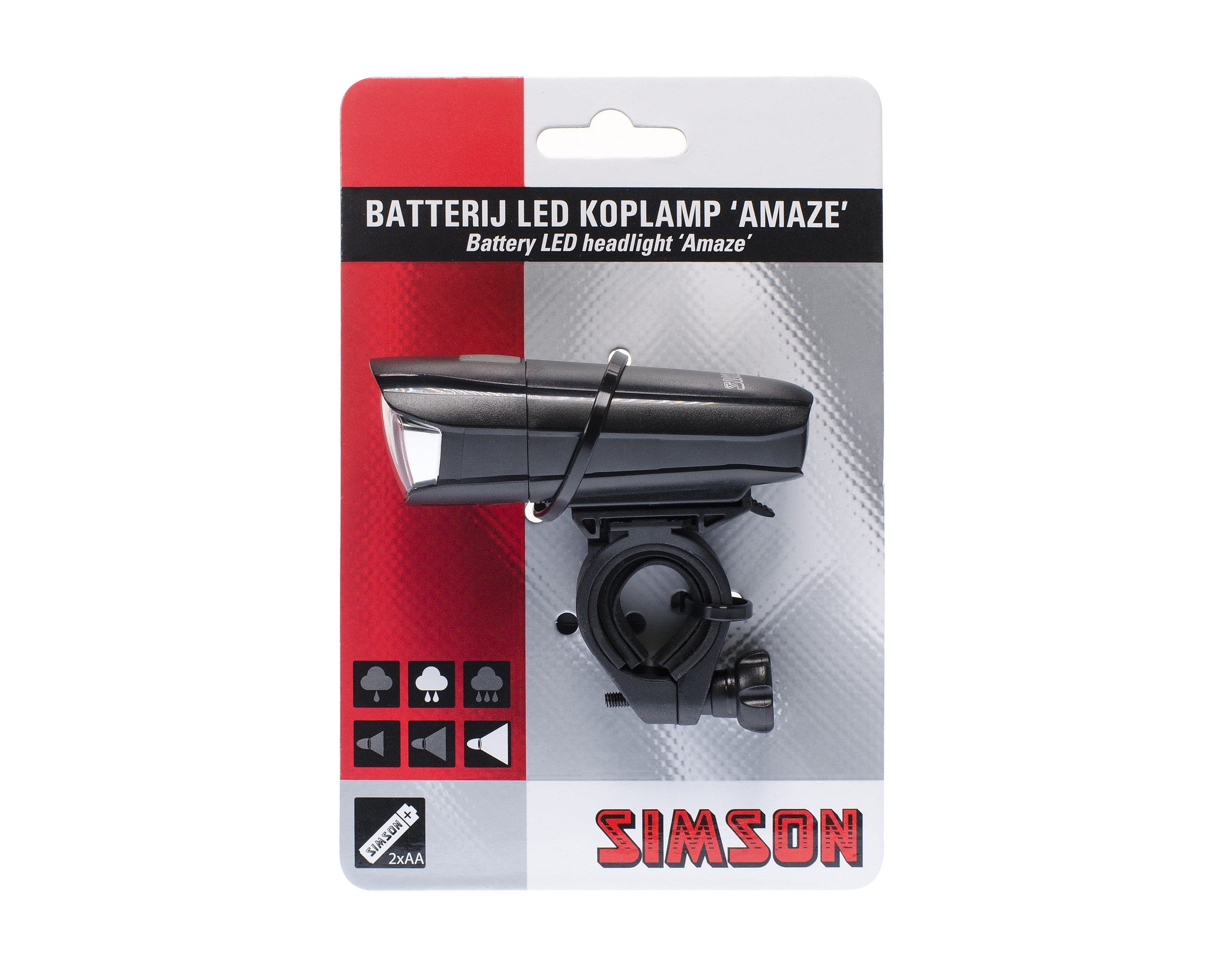 Simson LED Batterij koplamp 'Amaze', 25 LUX - AE-trading