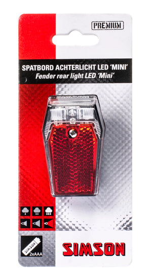 Simson Batterij Spatbord achterlicht ''Mini'' 1 LED on/off - AE-trading