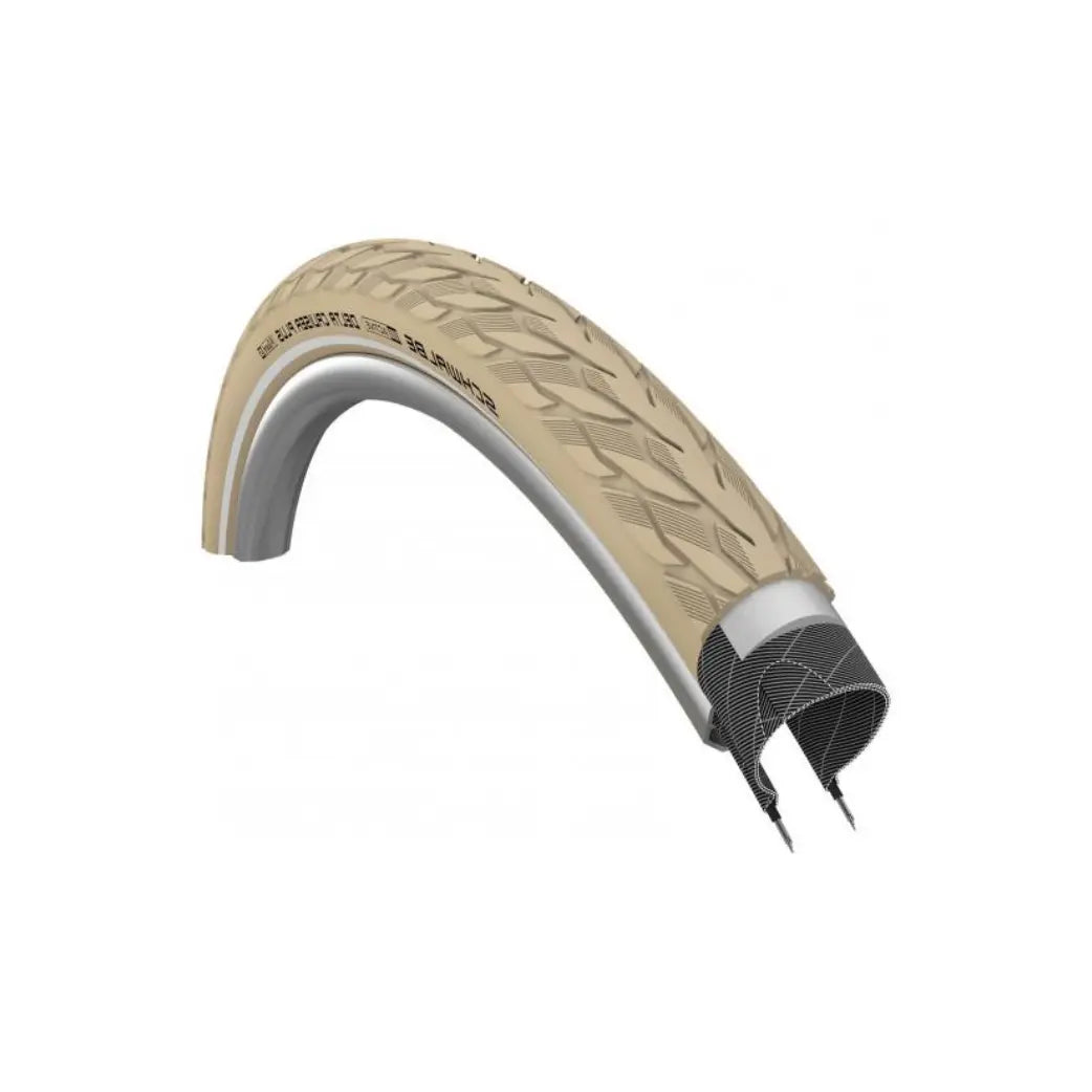 Buitenband: Schwalbe Delta Cruiser Plus (Puncture-guard) Twinskin Kleur: Creme met reflectie Maat: 28x1 5/8x1 3/8, 700x35C ETRTO 37-622 - AE-trading