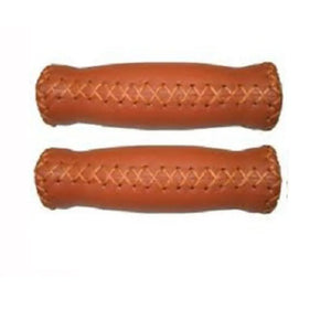 Handvatten dvat Leer, Bruin. per paar. Lengte: 128/128mm - AE-trading