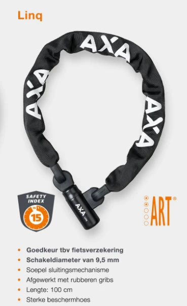 Axa Kettingslot Loop 110 ART** 110cm/9,5mm met los hangslot. Beveiligingsniveau 15 - AE-trading