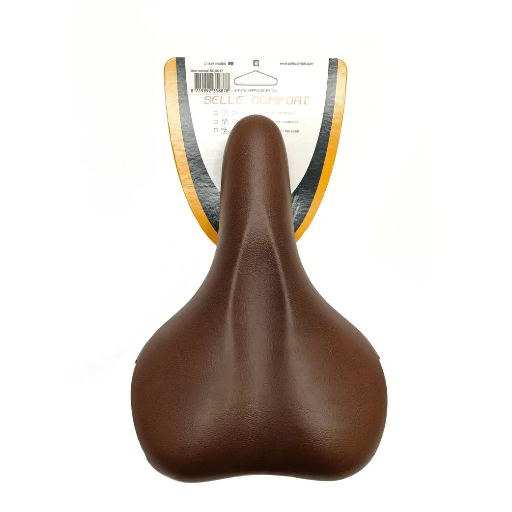 Selle Comfort zadel Ride. Bruin met witte bumpers, zonder strop (hangverpakking) - AE-trading