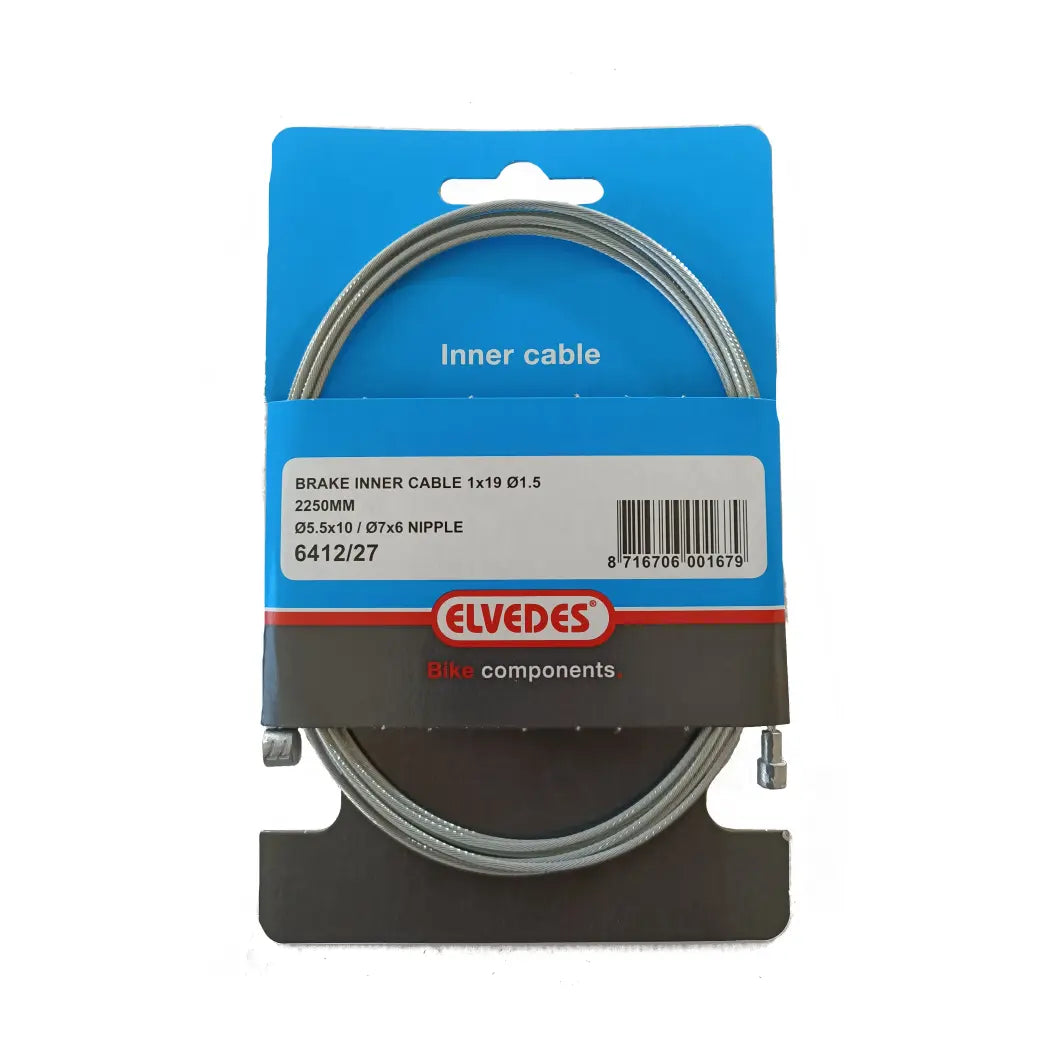 Elvedes binnenkabel achterrem 2 nippels 2.25m. - AE-trading