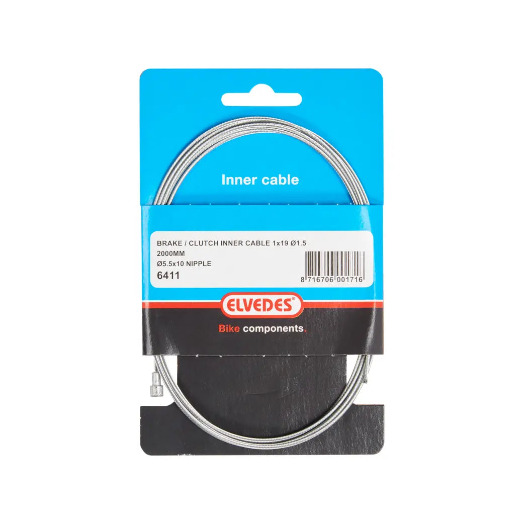 Elvedes binnenkabel Rem-Koppeling Specificaties: Lengte: 2 meter Diameter kabel: 1.5 Diameter nippel: 5.5x10 - AE-trading