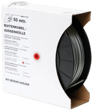 Slurf buitenkabel derailleur, 50 m, zilver. SHD 350 SIS 5 mm met kabelhoedjes - AE-trading