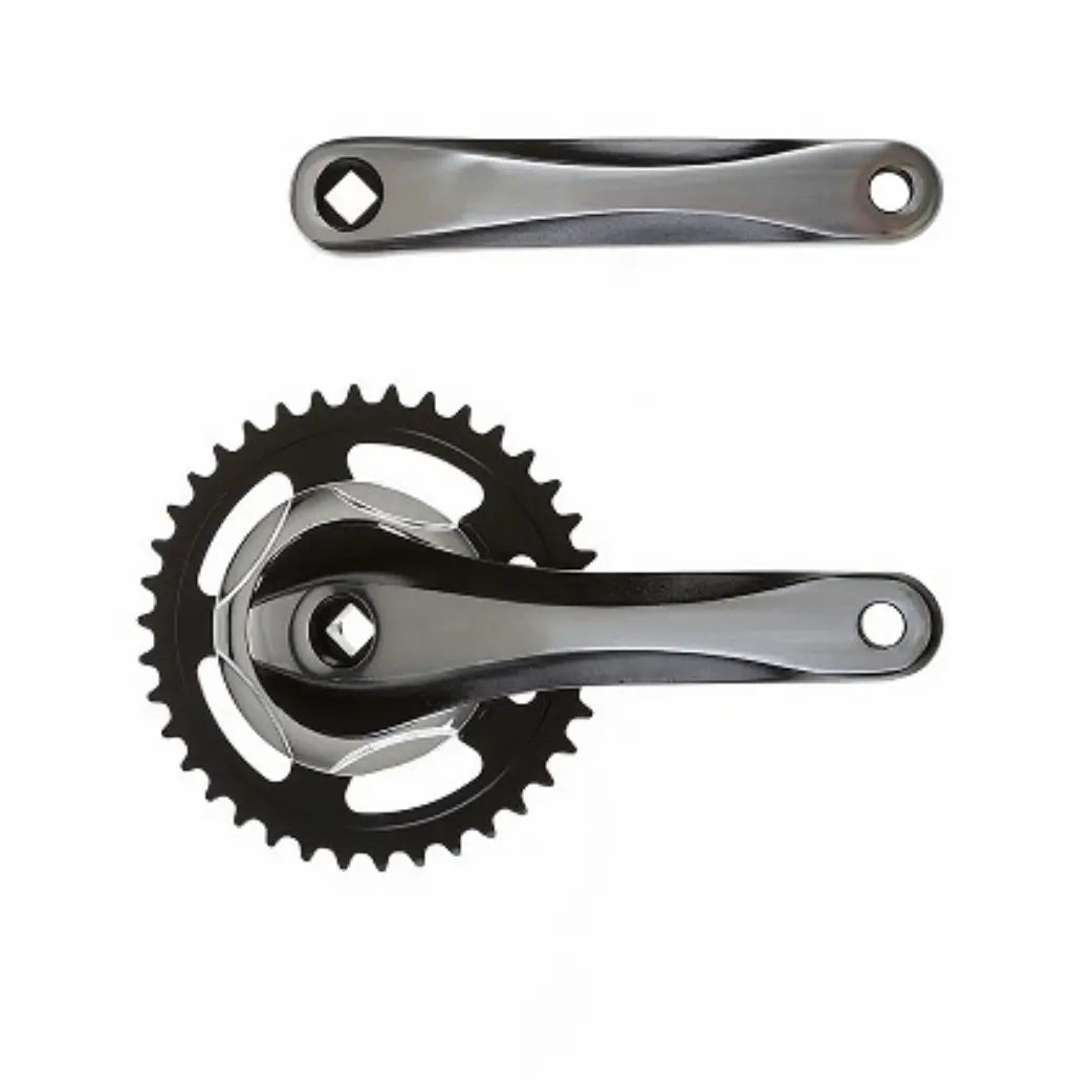 FALKX 2 Tone Crankstel 38T, cranklengte, cranklengte 170mm zwart-zilver aluminium - AE-trading