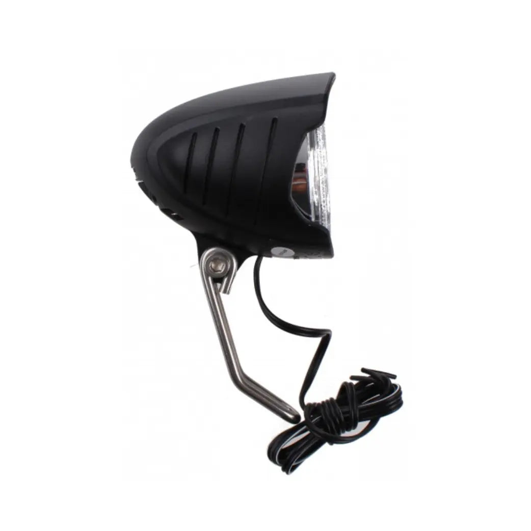 FALKX Dark Moon LED Koplamp met RVS beugel. 15lx. aan/uit schakelaar, voor naafdynamo (hangverpakking). - AE-trading
