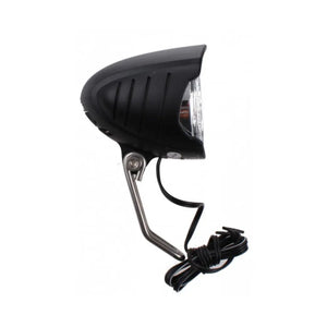 FALKX Dark Moon LED Koplamp met RVS beugel. 15lx. aan/uit schakelaar, voor naafdynamo (hangverpakking). - AE-trading