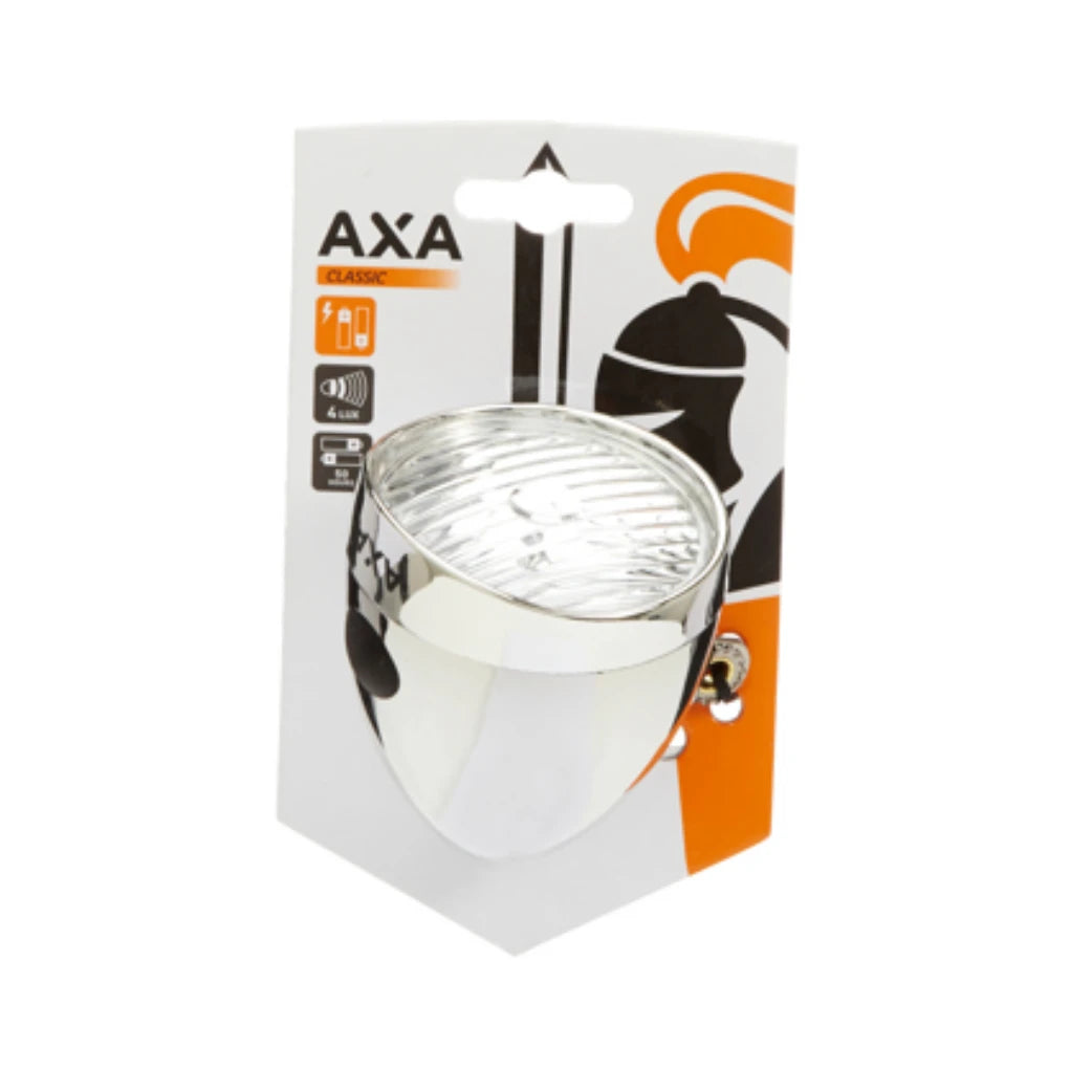 Axa Classic LED Koplamp zilver incl. batterijen. tot 50 uur batterij levensduur (hangverpakking) - AE-trading