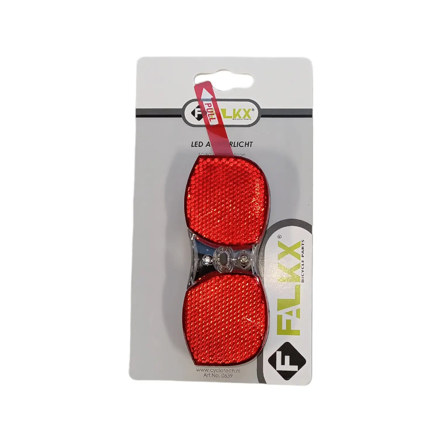 FALKX Base LED achterlicht. montage 50/80mm. incl batterijen (hangverpakking). - AE-trading