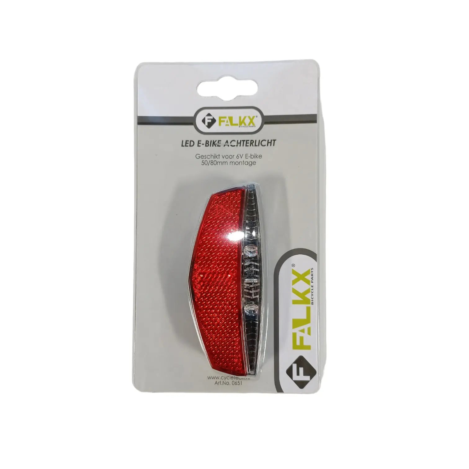 FALKX Universe LED achterlicht (naaf)dynamo, montage 50/80mm. Ook aan te sluiten op ebike 6V (hangverpakking) - AE-trading
