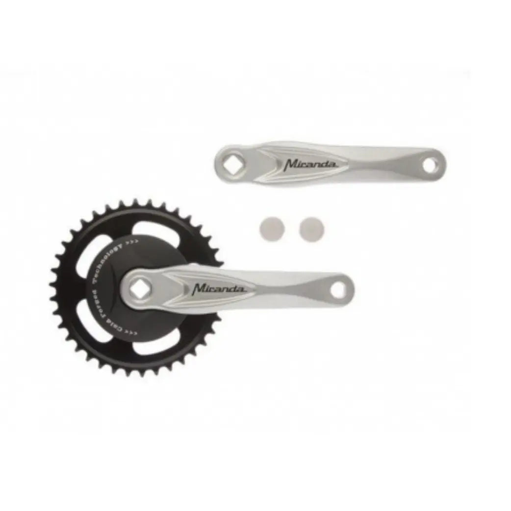 Miranda crankstel ALFA 1 38T, cranklengte 170mm.zilver, aluminium, spieloos. met disk - AE-trading