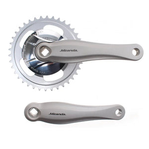 Miranda crankset 38T, cranklengte 170mm. zilver, aluminium, spieloos. 9mm diep voor Gazelle - AE-trading