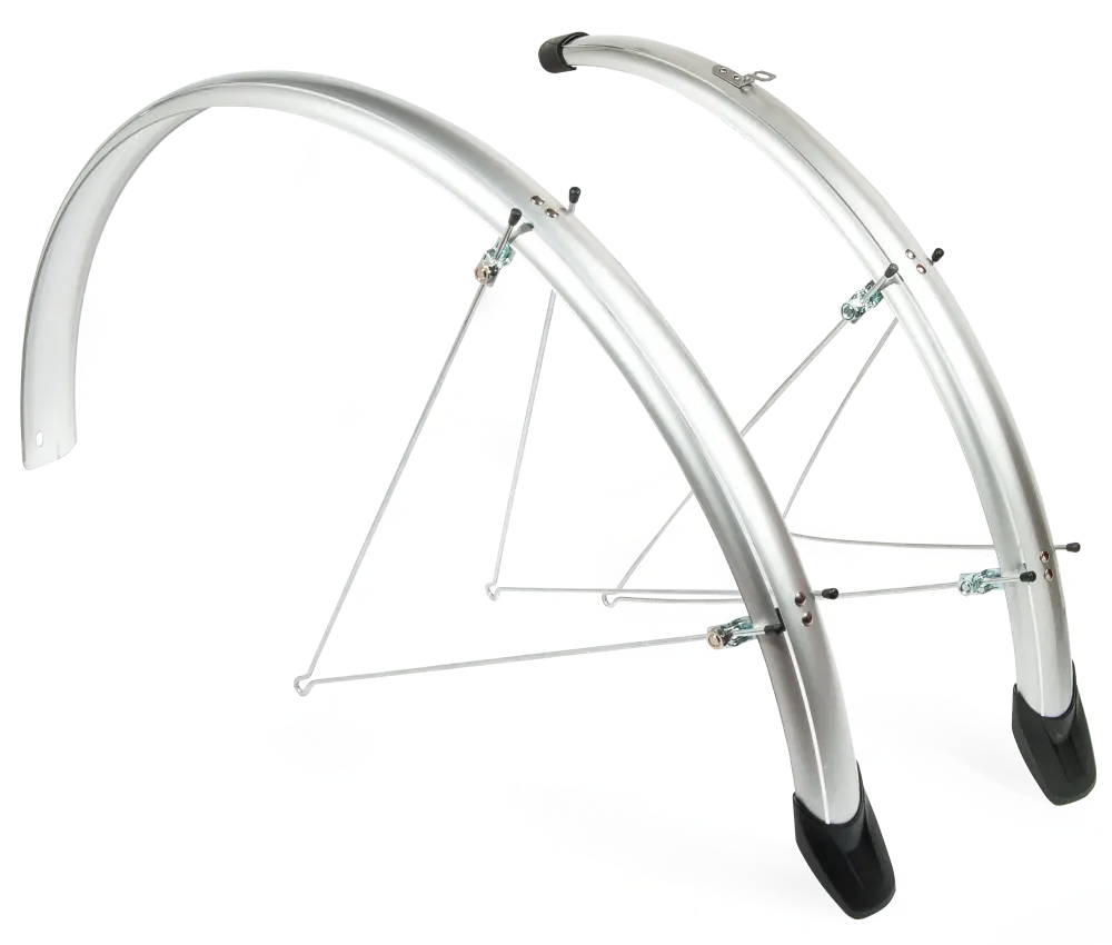 Eurofender Elegance spatborden set 28", zilver.Voor en achter 46mm breed. SG type kunsstof - AE-trading