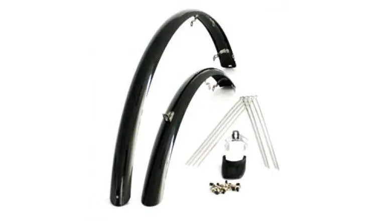 Eurofender Elegance spatbord set 28", zwart. Voor en achter 46mm breed. SG type kunststof - AE-trading