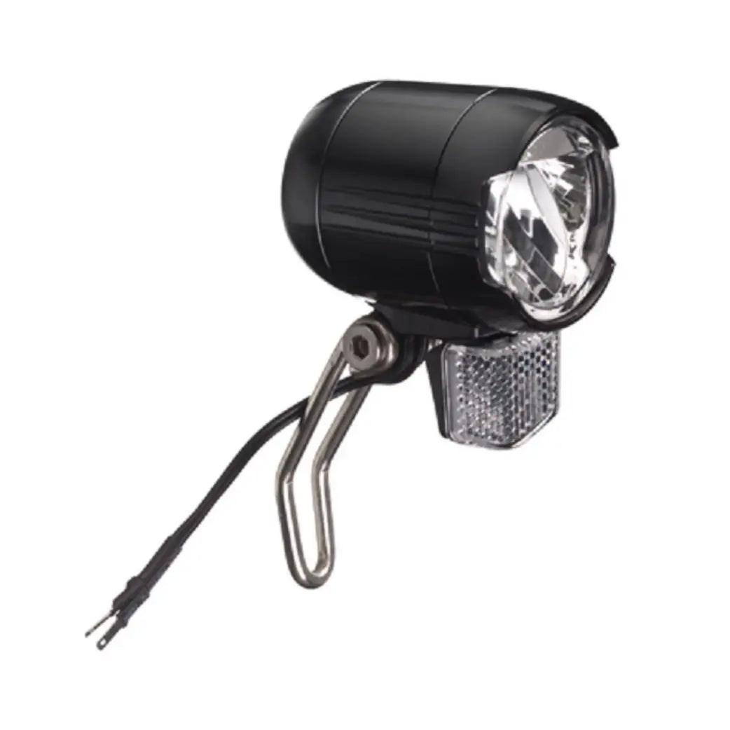 FALKX Black Iron LED koplamp zwart, Aluminium. geschikt voor E-Bike 6V-48V, 100 Lux, waterproof, incl reflector (hangverpakking) - AE-trading