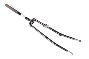 Voorvork 28x1 5/8x1 3/8 zwart met dynamohaak en remnok. 1 inch, balhoofdbuis 265mm. Schroefdraadlengte 138mm. - AE-trading