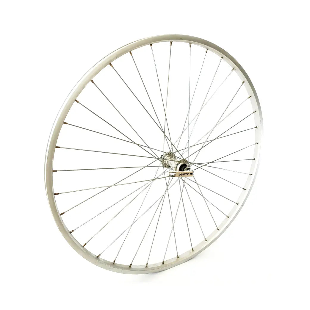 Voorwiel 28x1 5/8x1 3/8. aluminium velg, zilver. uitval naaf - AE-trading