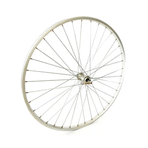Voorwiel 28x1 5/8x1 3/8. aluminium velg, zilver. uitval naaf - AE-trading
