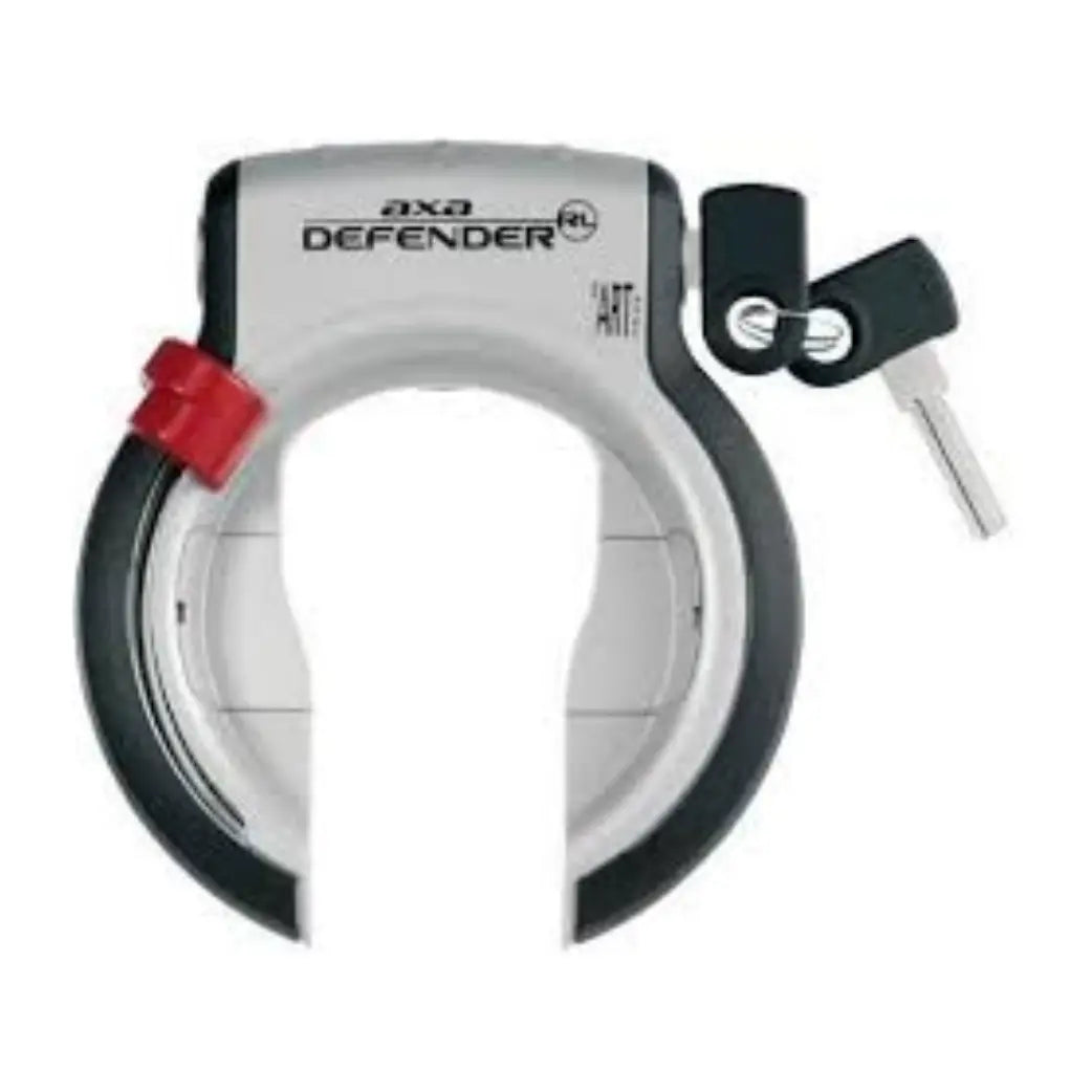 Axa Defender zilver/zwart met rode knop, spatbord bevestiging (werkplaatsverpakking). Beveligingsniveau 12 - AE-trading