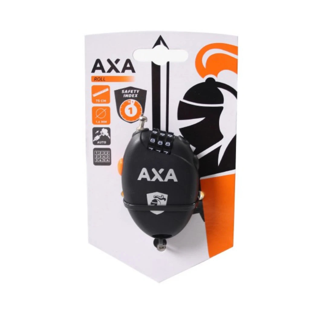 Axa roll. Cijferslot met oprolbare staalkabel van 75cm. (hangverpakking). Beveiligingsniveau 1 - AE-trading