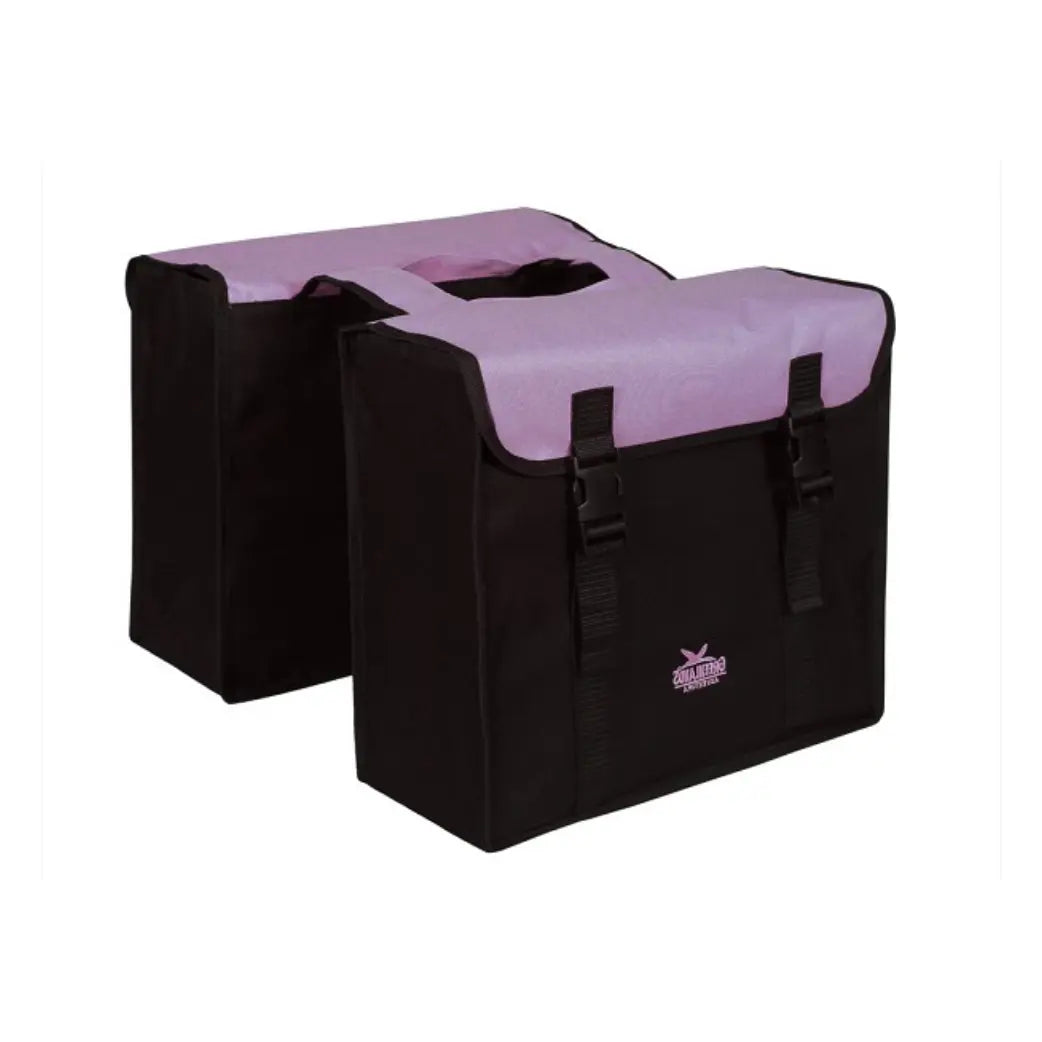 Greenlands dubbele tas,l zwart-paars. afmeting 38x34x13cm. inhoud 35L - AE-trading