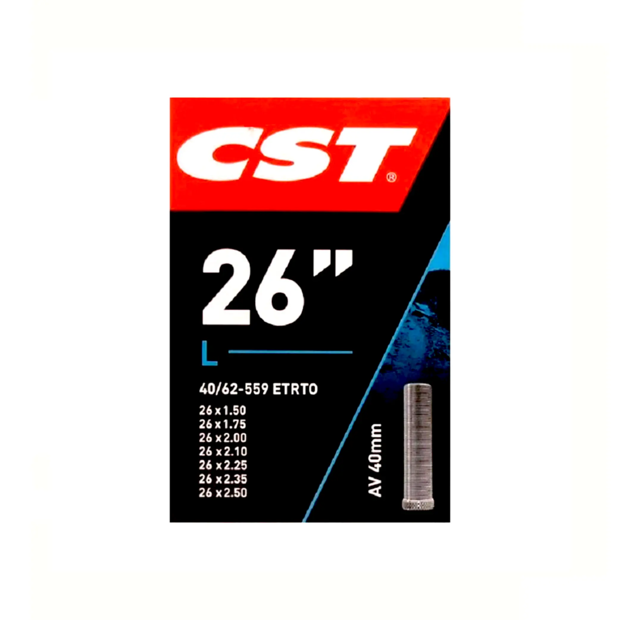 CST Binnenband 26x1,75-1.90-2.30 ETRTO 40/62-559, Ventiel: Schräder/autoventiel 40 mm - AE-trading