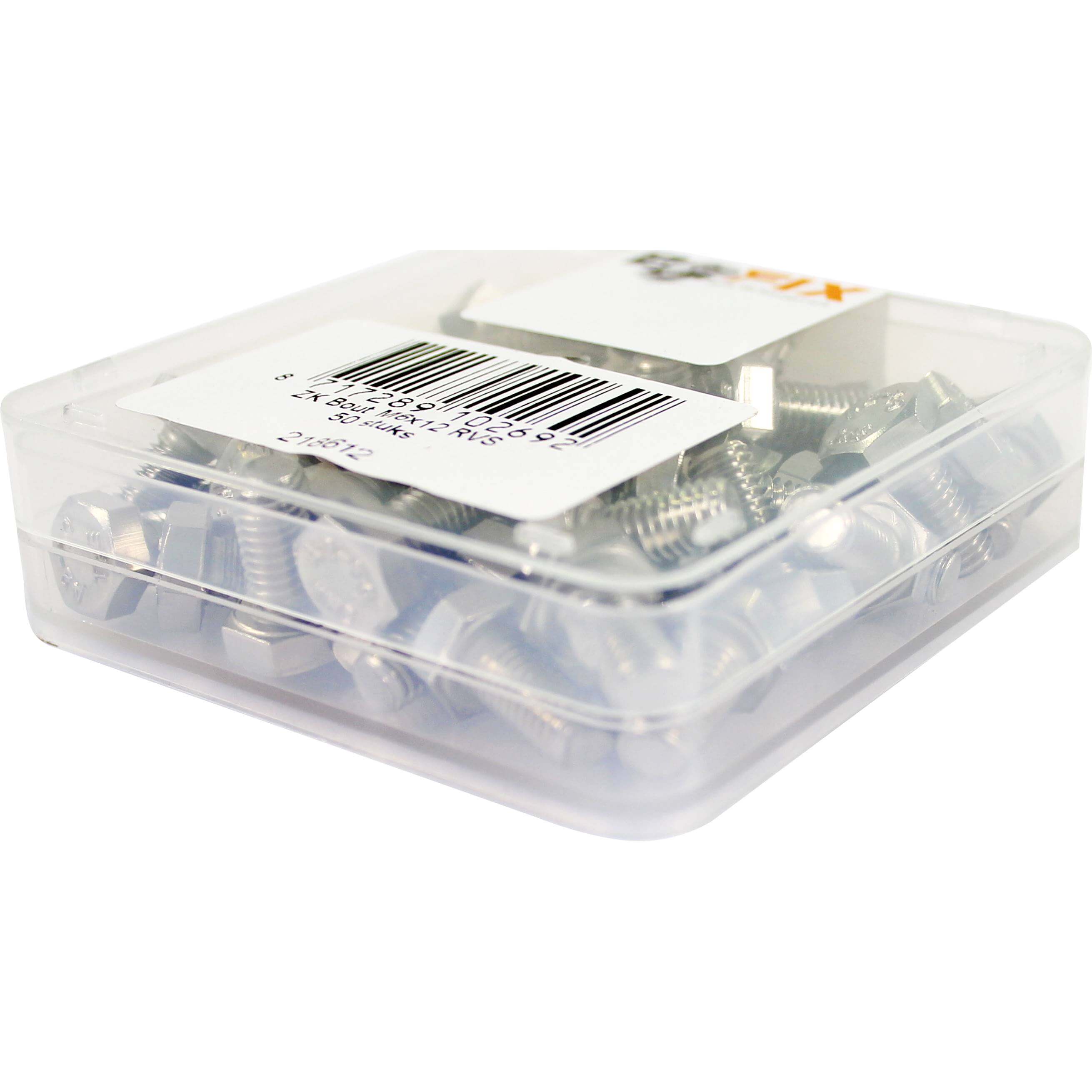 Bofix doos bout zeskante kop M6x12 RVS (50 stuks) - AE-trading