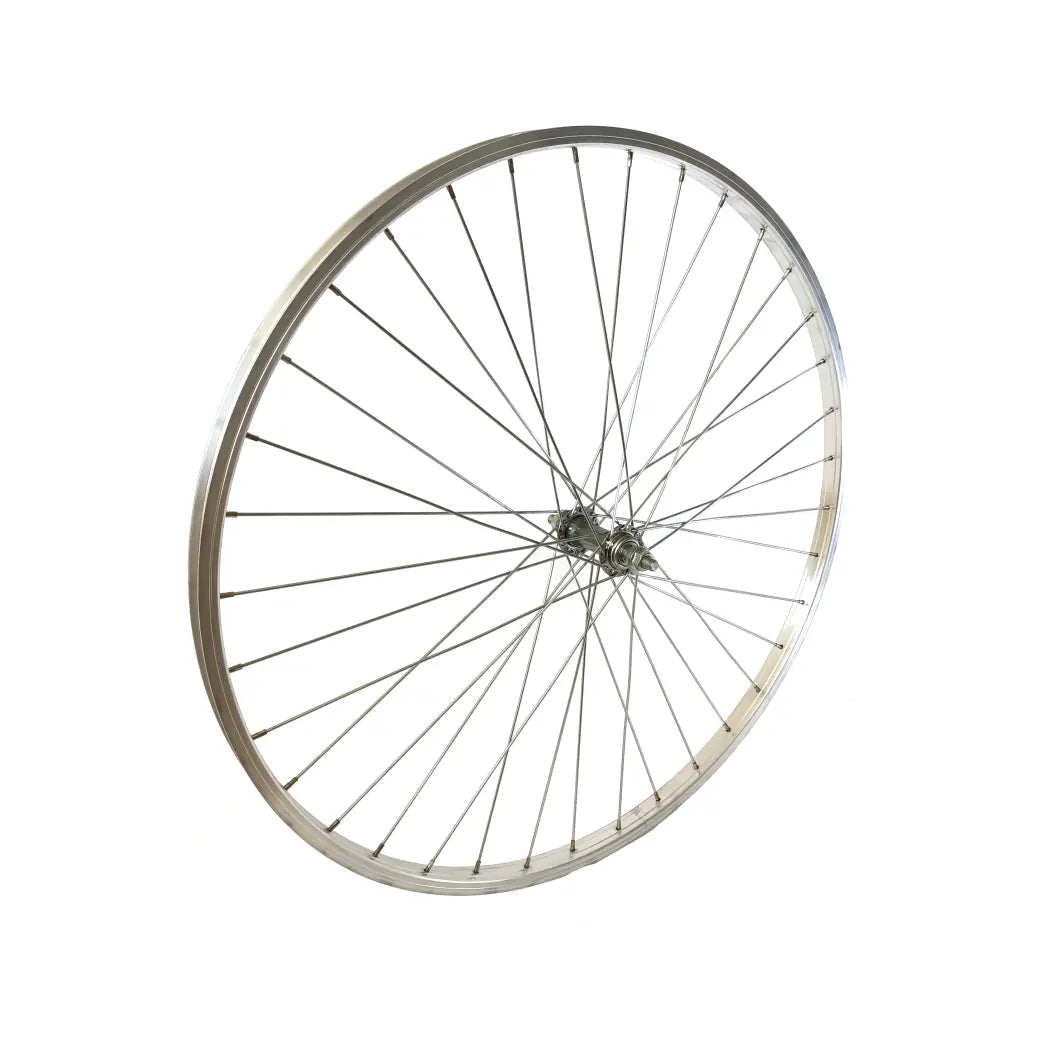 Voorwiel 28x1 5/8x1 3/8 Aluminium velg, zilver. vaste as - AE-trading