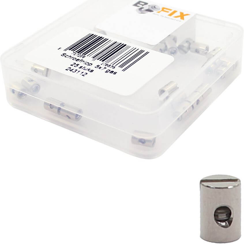 Bofix doos schroefnippel 5x7 gas (25 stuks) - AE-trading