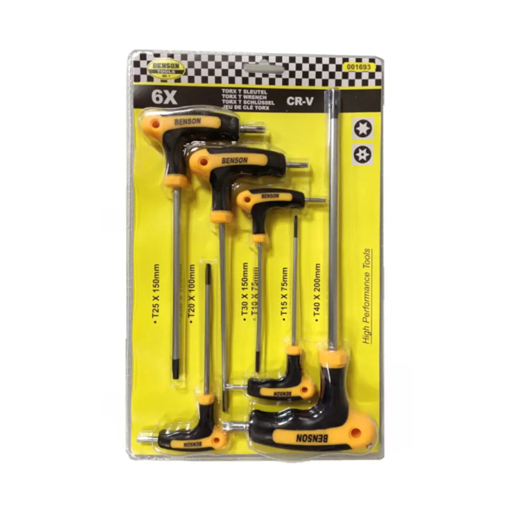 Benson Inbus T Handvat torx 6 delig T10/T15/ T20/ T25/ T30/T40 - AE-trading
