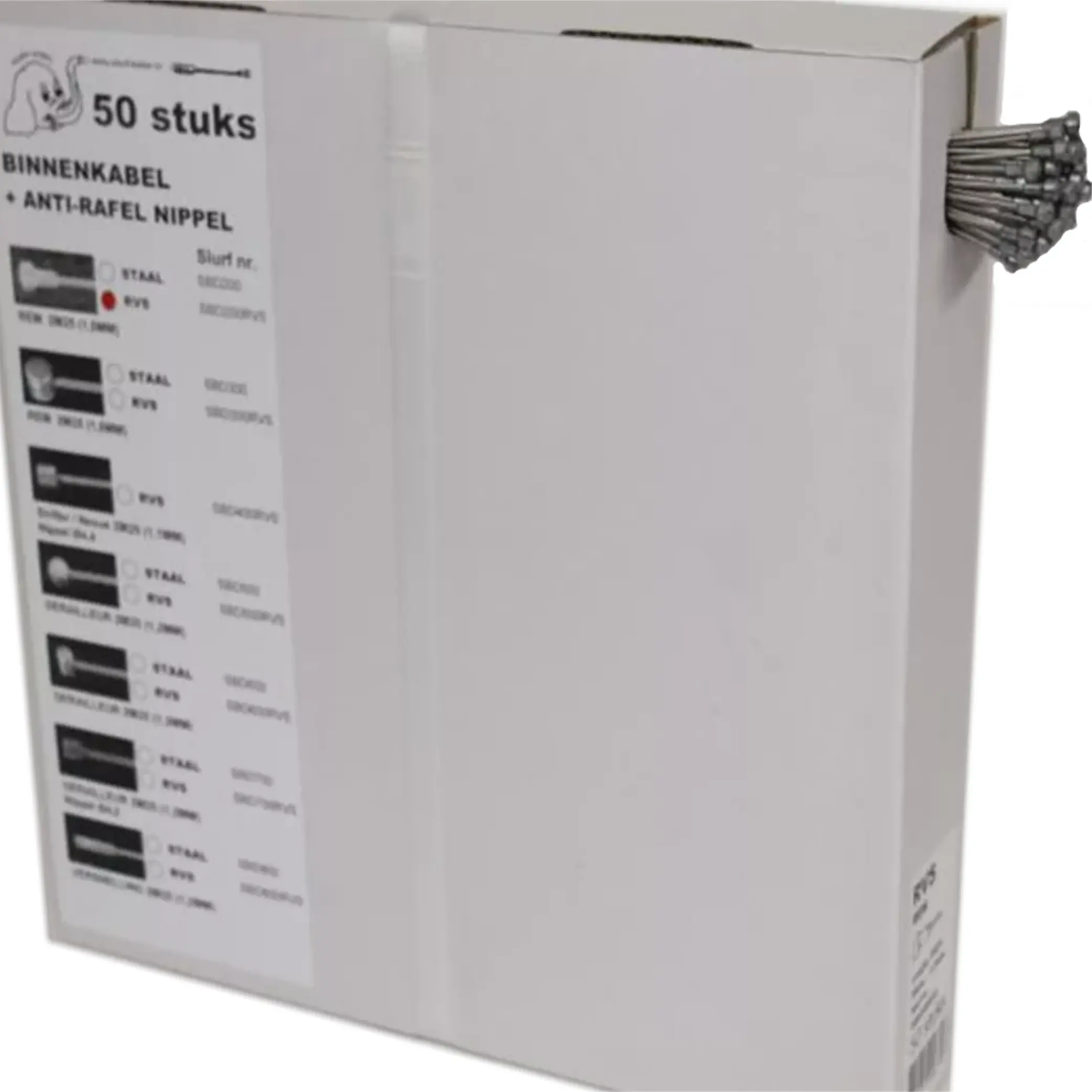 Slurf binnenkabel Peer 50 stuks in doos incl anti rafelnippels 2M25 (rem). - AE-trading