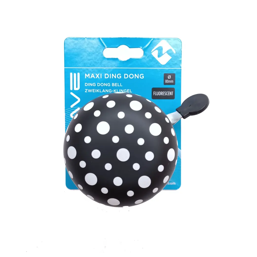 M-Wave bel ding-dong 80mm zwart-wit, glow in the dark (hangverpakking) - AE-trading