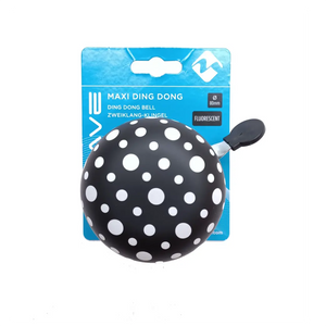 M-Wave bel ding-dong 80mm zwart-wit, glow in the dark (hangverpakking) - AE-trading