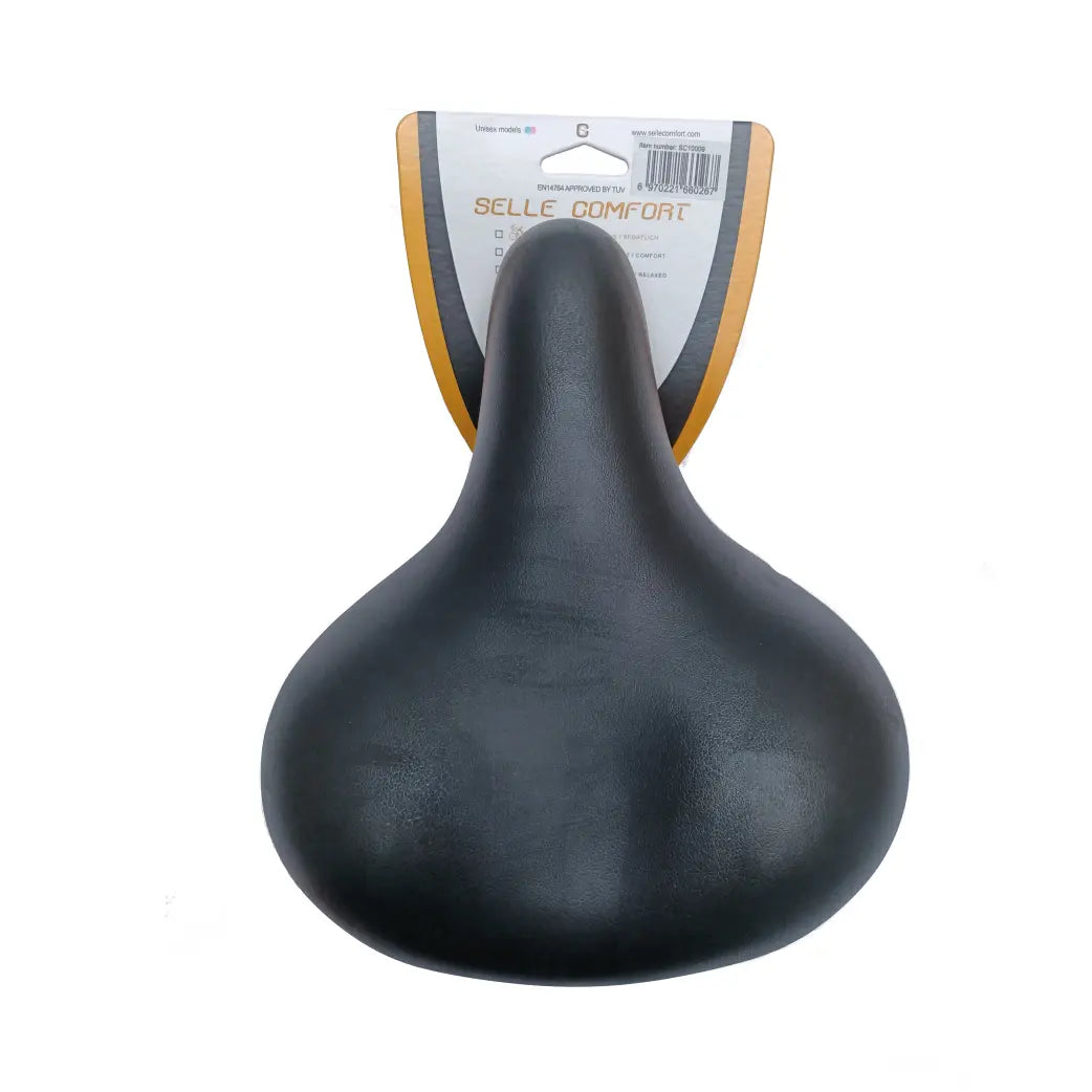Selle Comfort zadel Retro medium zwart. Vacuum gesealed met hangveren, zonder strop (hangverpakking). - AE-trading