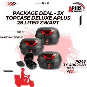 Package Deal 3 X Topcase Deluxe Aplus 28 Liter Zwart (3 X 4002 C28) - AE-trading