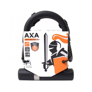 Axa beugelslot, Newton Pro Mini 140mm + kabel 100x10mm. Zwart, incl slothouder, ART** - AE-trading