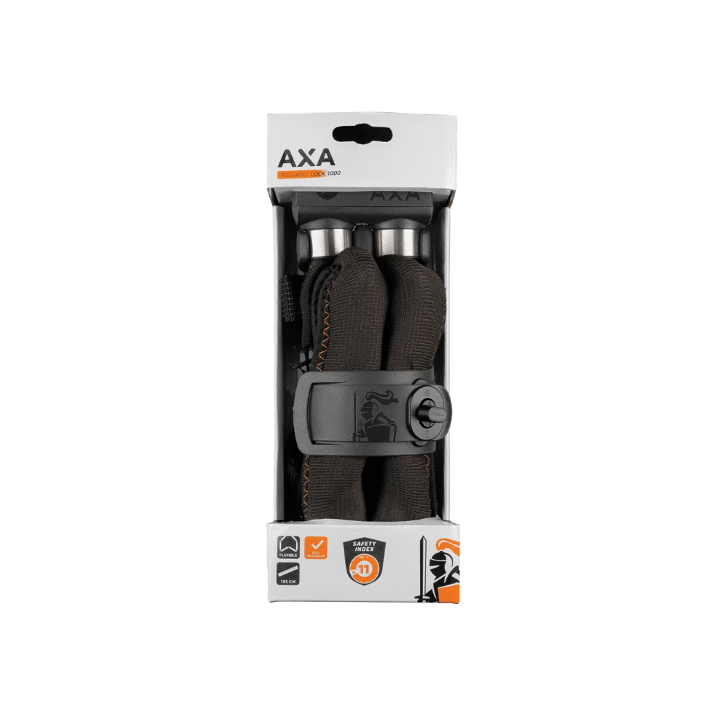 Axa vouwslot Foldable ART** zwart 1000 serie 100cm 10mm. (hangverpakking). Beveiligingsniveau 11 - AE-trading