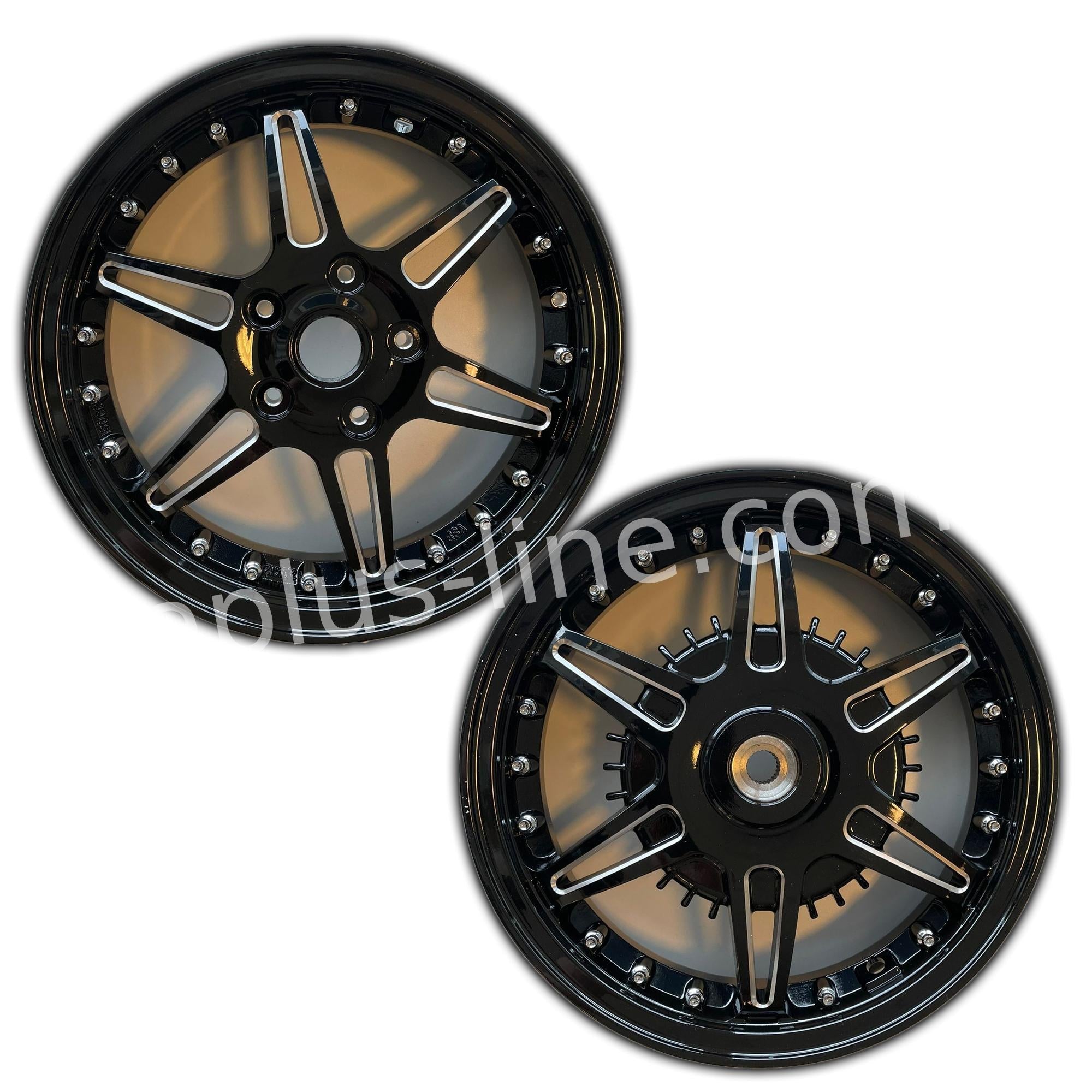 Velgen Set Aplus (Voor + Achter) Passend Op Vespa Primavera/Sprint Shiny Black Edition Sport - AE-trading