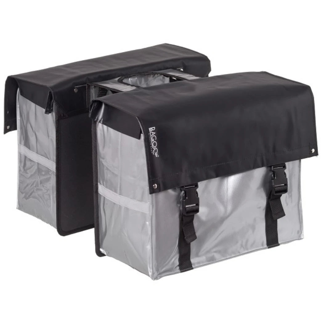 Bagoo Tas XL Bisonyl dubbel zwart/zilver. afmeting: (2x) 41x35x20cm. totaal inhoud 58L - AE-trading
