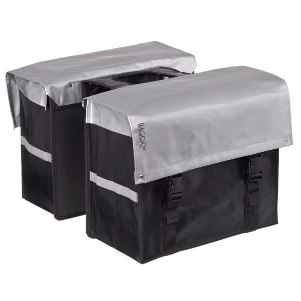 Bagoo Tas XL Bisonyl dubbel zilver/zwart. afmeting: (2x) 41x35x20cm. totaal inhoud 58L - AE-trading