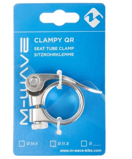 Zadelpenklem met snelspanner. 31.8mm zilver, aluminium (hangverpakking) - AE-trading