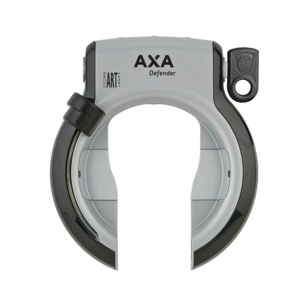 Axa Defender zilver/zwart met zwarte knop, spatbord bevestiging (hangverpakking). Beveligingsniveau 12 - AE-trading